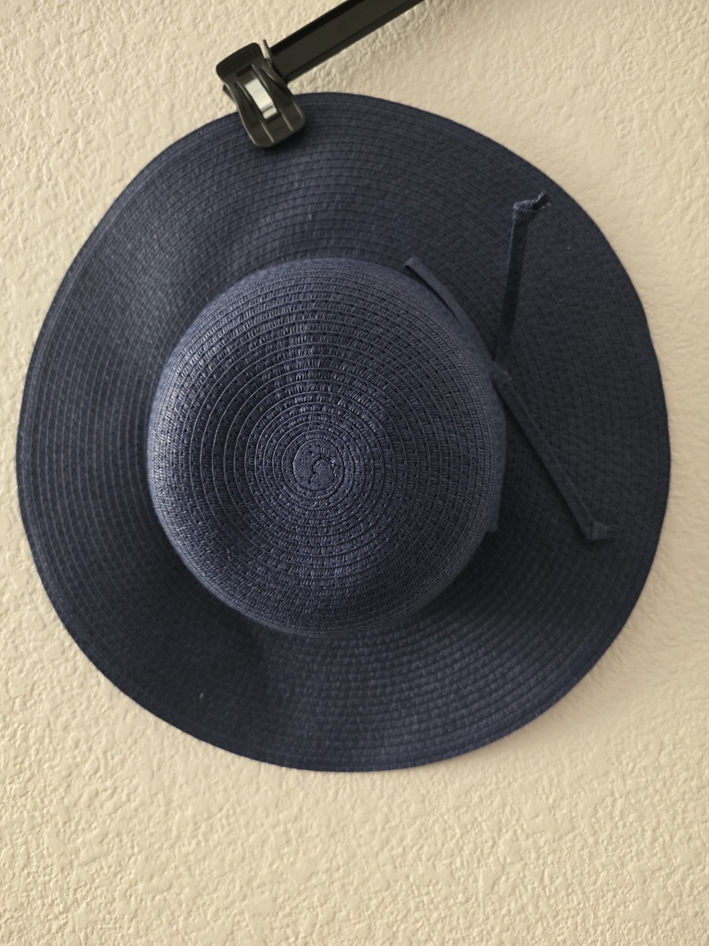 Navy Straw Wide-Brim Sun Hat